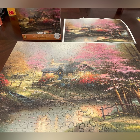 EUC Thomas Kinkade Stepping Stone Cottage 300 Piece Puzzle By Ceaco 24”x18” - Picture 3 of 6